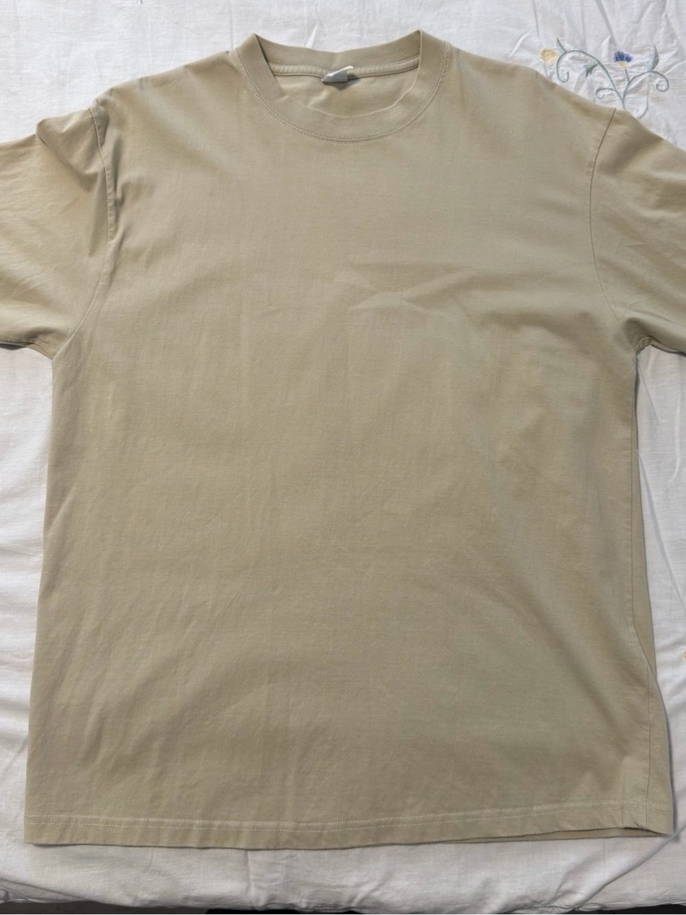 Men's Crew Neck T-Shirt in Light Khaki/Cream